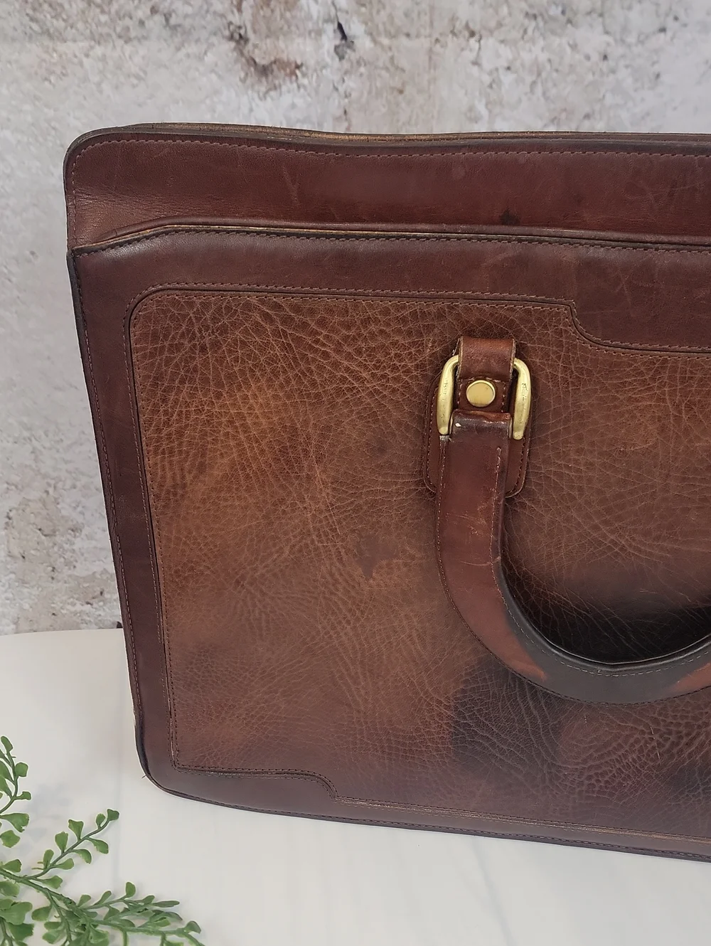 Cole Haan Leather Briefcase Vintage Cognac Brown Bag